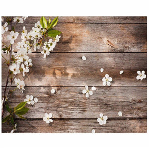 Wood Wall Flower Photography Backdrop